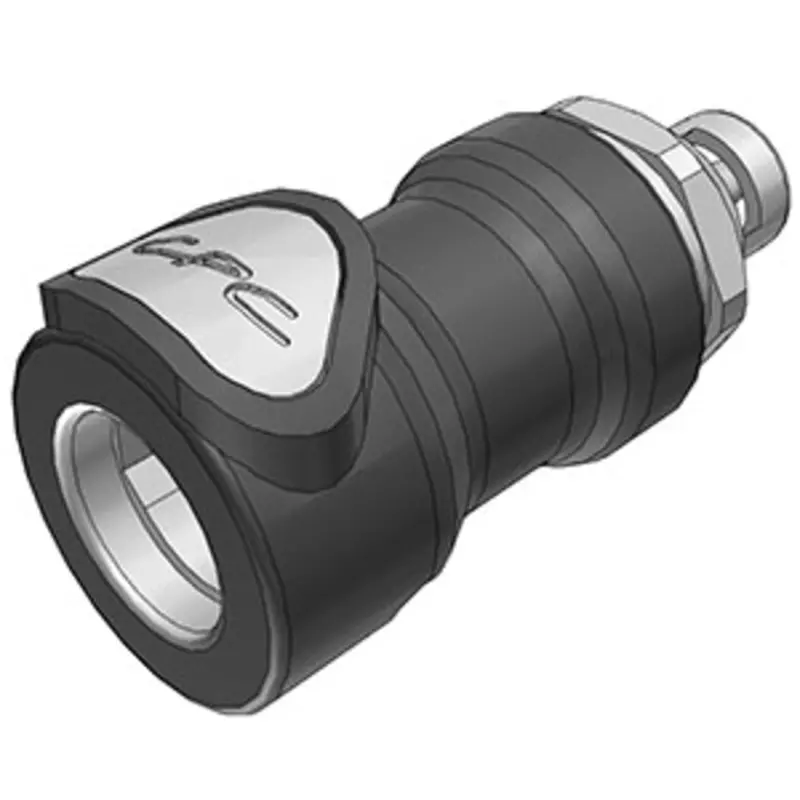 1/8" Valved In-Line Grey Molded Polypropylene Coupling With Hose Barb And Fkm Seal 1