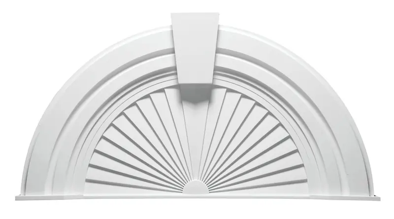 10-Inch Decorative Arch: Half-Round Sunburst Pediment With Trim And Keystone 1
