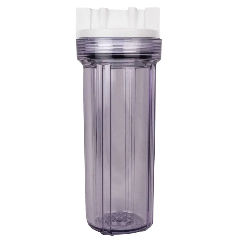 10-Inch Slim-Line Blue Sump Filter Housing With White Cap – 1/2-Inch Fpt Inlet/Outlet, No Pressure Relief 1