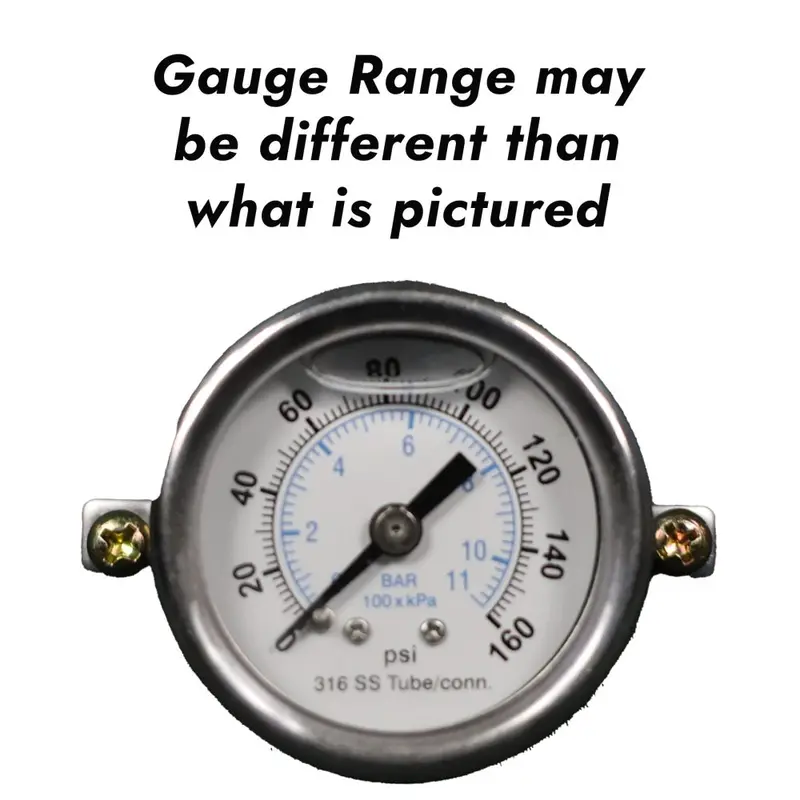 160 Psi Stainless Steel Water Pressure Gauge – 1/8" Mpt, 1.5" Plastic Dial, Center Back U-Clamp 1