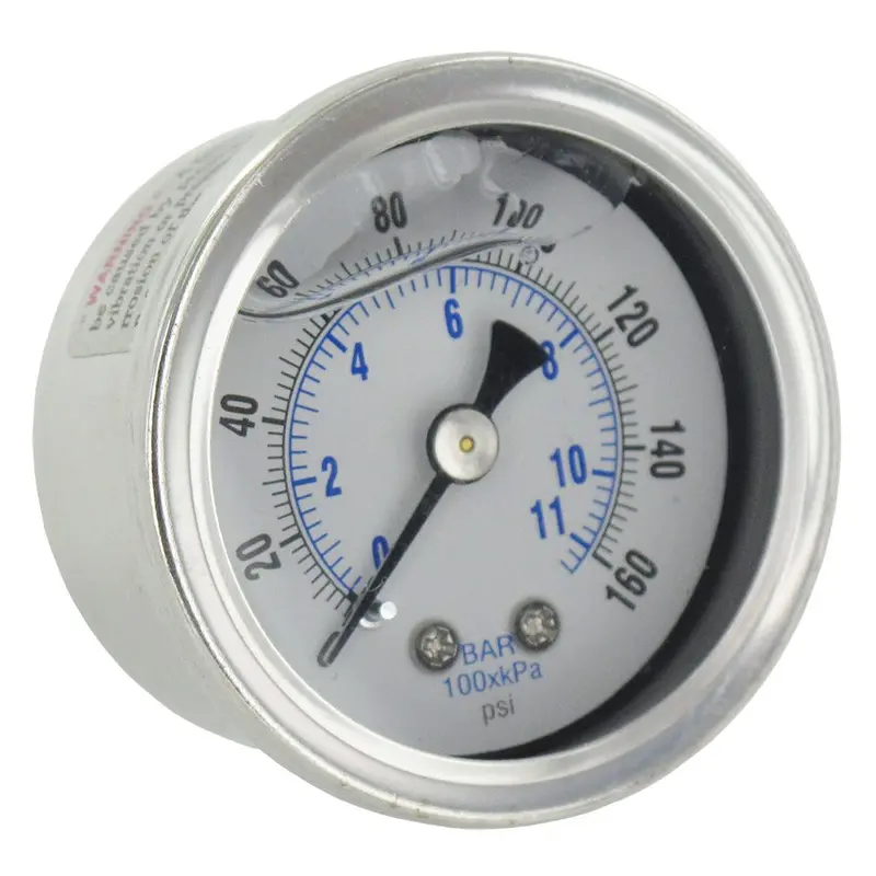 160 Psi Water Pressure Gauge — 1/8" Male Pipe Thread, 1.5" Plastic Dial, Center-Mount Stainless Steel Case 1