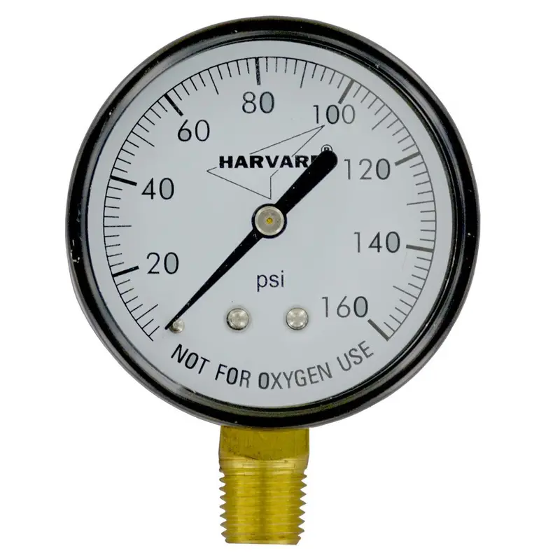 160 Psi Water Pressure Gauge With 2.5" Glass Dial – 1/4" Mpt, Bottom-Mounted, Black Steel Enclosure 1
