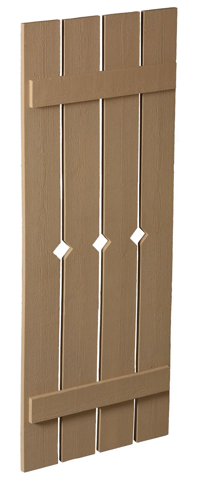 24-Inch Wooden Plank Shutter With 4 Boards And Diamond Pattern 1