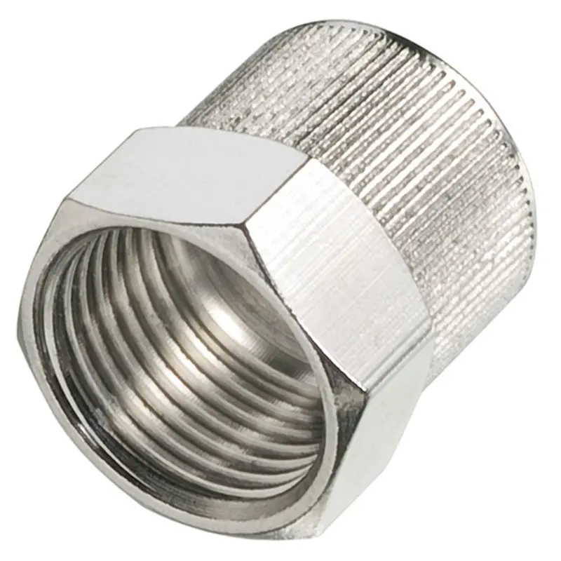 3/8" Ferruleless Brass Nut With Electroless Nickel Plating 1