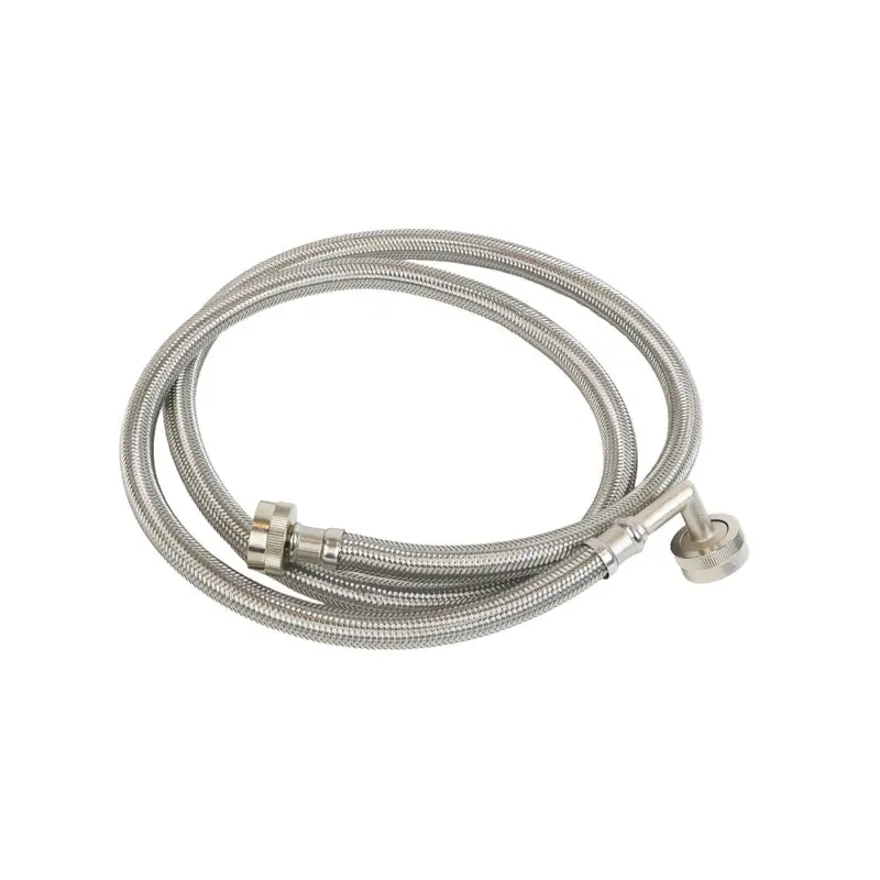 304 Ss Braided Washing Machine Hose — 3/4" Fht × 3/4" Fht, 90° Swivel Ends, 60" Length 1