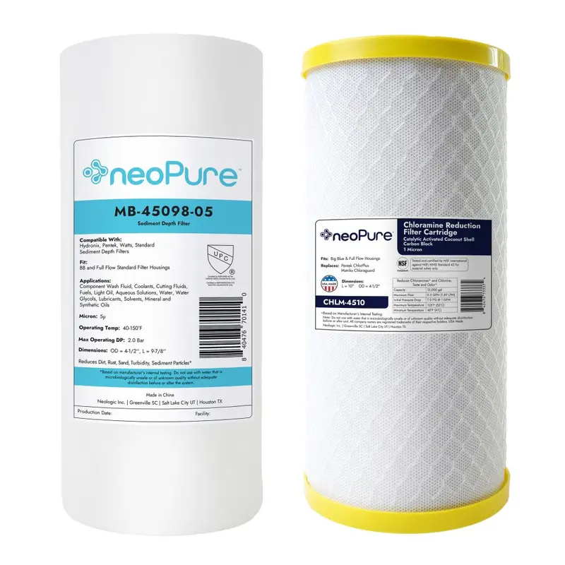 4.5" × 10" Replacement Filter Kit: Melt-Blown Sediment + Chlm Carbon Block 1