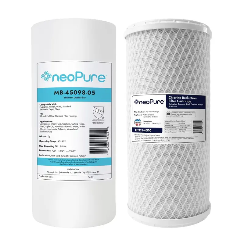 4.5" × 10" Replacement Filter Kit: Melt-Blown Sediment + Standard Carbon Block 1