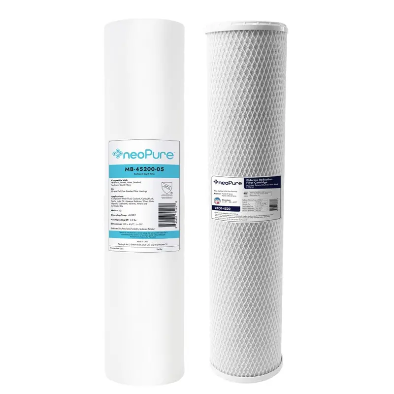 4.5" × 20" Replacement Filter Kit: Melt-Blown Sediment + Standard Carbon Block 1