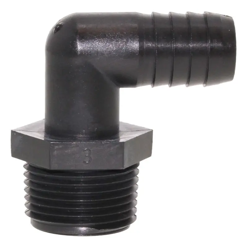 5/8" Barb × 1" Male Npt Elbow Connector – Black Polypropylene 1