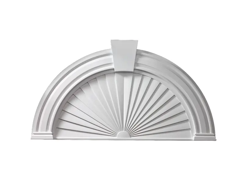 7-Inch Panel Arch: Half-Round Sunburst Pediment With Trim And Keystone 1