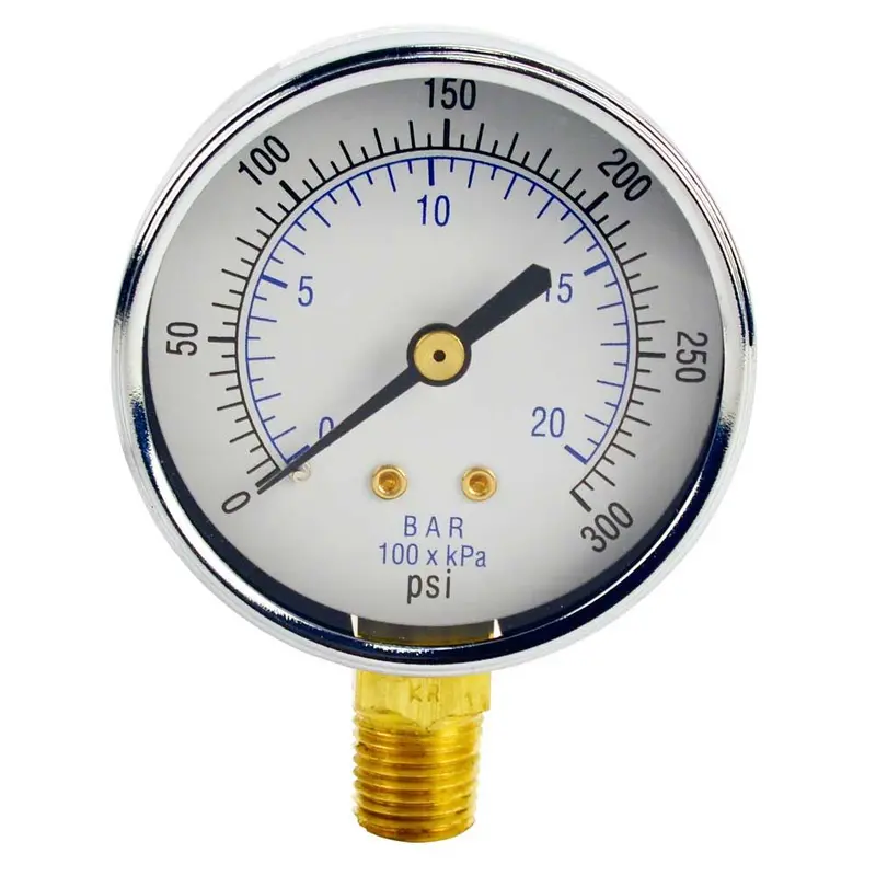 Analog Water Pressure Gauge – 300 Psi, 1/4" Mpt, 2.5" Glass Dial, Black Steel Case 1