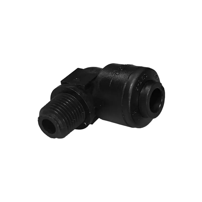 Black Kynar Pvdf 1/4-Inch Male Elbow – 1/4-Inch X 1/8-Inch Nptf 1
