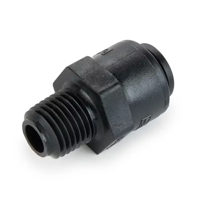 Black Kynar Pvdf 3/8-Inch Male Connector – 3/8-Inch X 1/4-Inch Nptf 1