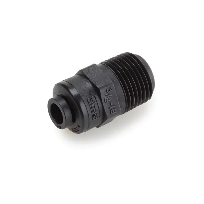 Black Kynar Pvdf 3/8-Inch Male Connector – 3/8-Inch X 1/8-Inch Nptf 1