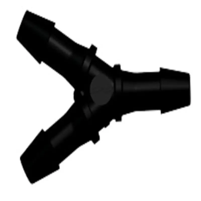 Black Nylon Y-Fitting – Three 3/16" Hose Barb Connections 1