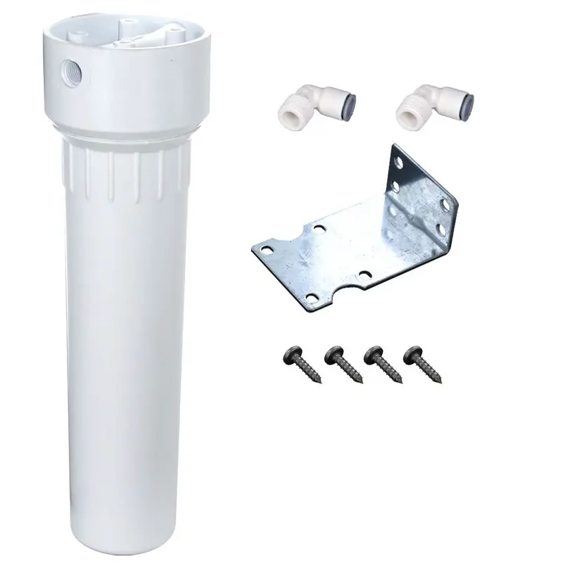 Compact Space Saver Filter Housing With 3/8" Push-In Fittings, Mounting Bracket & Screws 1