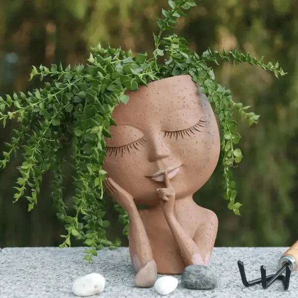 Decorative Lady Face Ceramic Planter For Indoor Or Outdoor Use 1