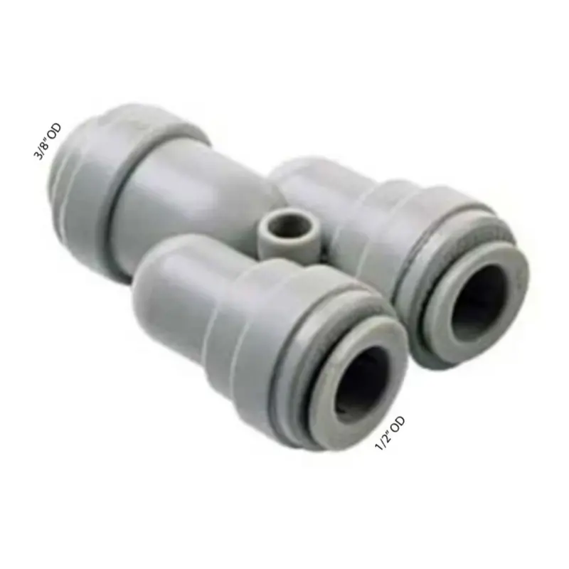 Dmfit Two-Port Push-In Fitting – 3/8" Inlet To Dual 1/2" Outlets 1