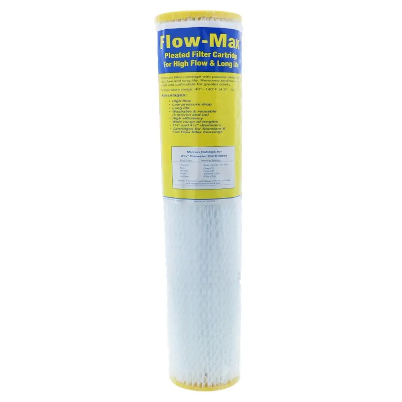 Flow-Max Pleated Polypropylene Filter Cartridge — 20" X 2.75", 50 Micron 1