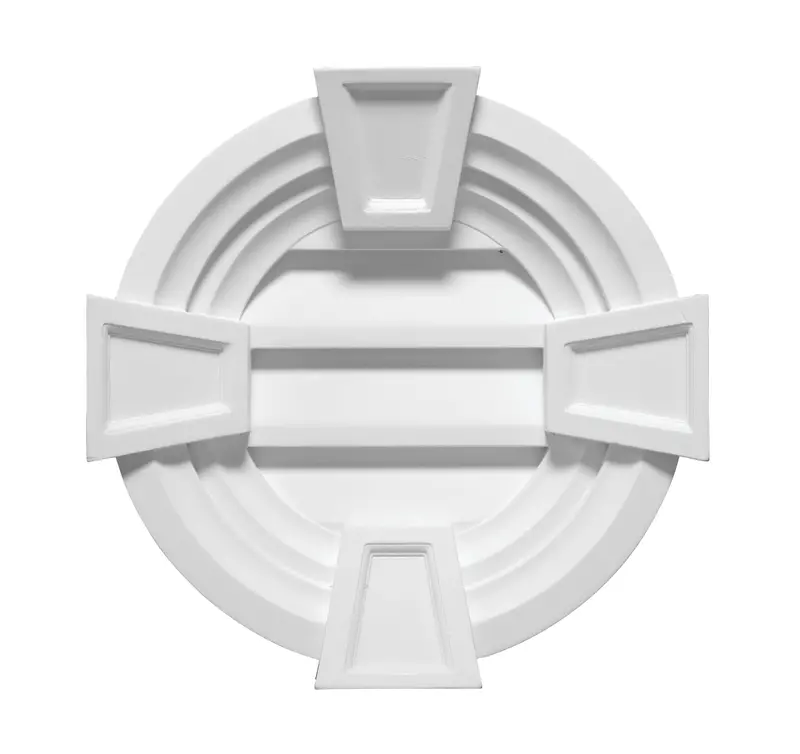 Functional Round Louver With Decorative Trim & Keystones 1