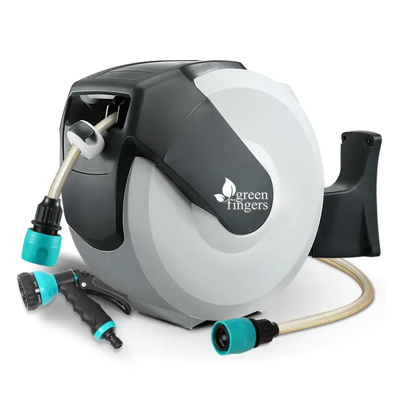 Greenfingers 30M Auto-Rewind Retractable Garden Hose Reel With Standard Spray Gun 1