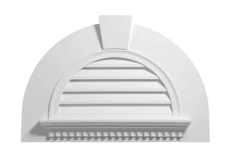 Half-Round Functional Louver With Dentil Detailing And Keystone Accent 1
