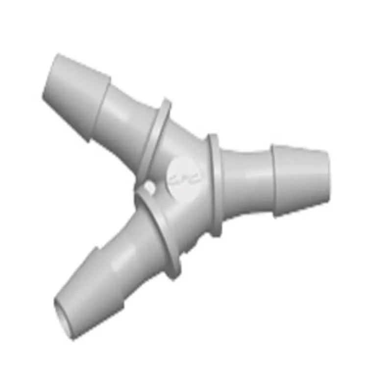 Hy4 Triple-Branch Y-Fitting In Natural Polypropylene – Three 1/8" Hose Barbs 1