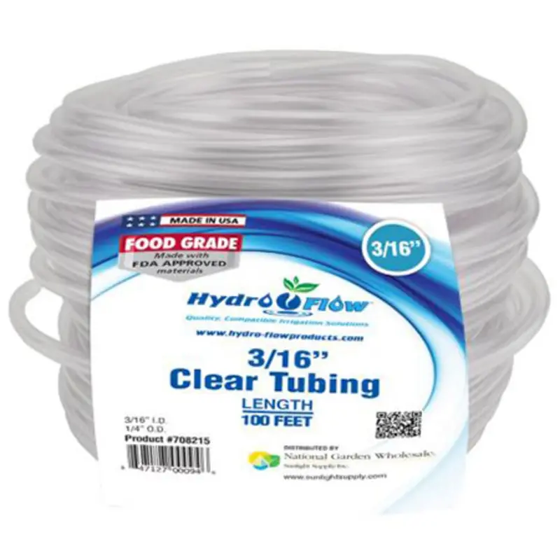 Hydro-Flow Clear Vinyl Tubing – 3/16" Id × 1/4" Od 1