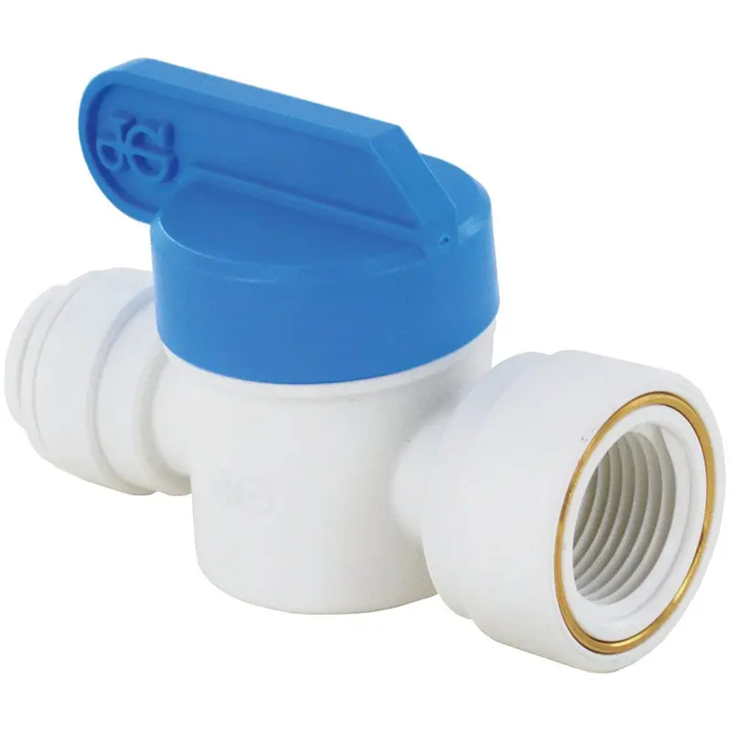 John Guest Shut-Off Valve – 3/8" Tube To 3/8" Nptf Female, Polypropylene Body 1