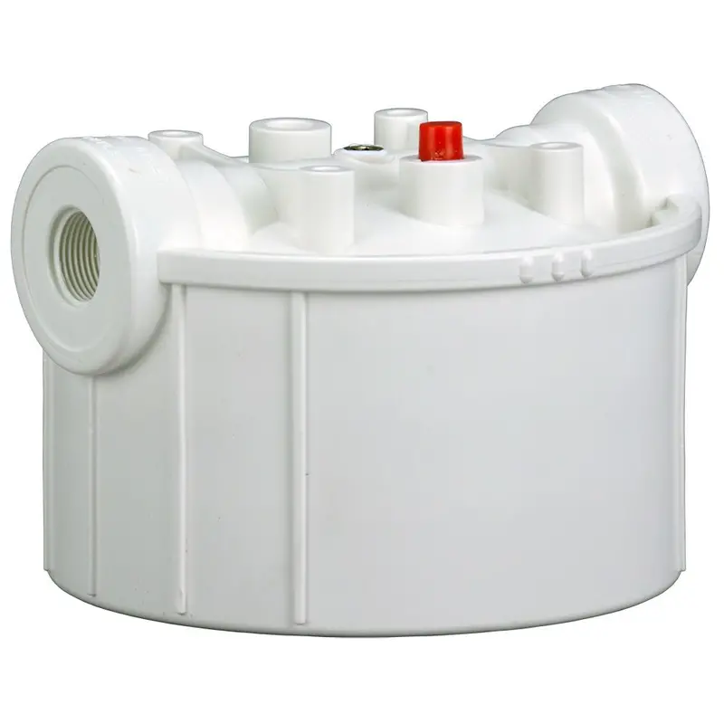 Kinetico White Keystone Cap – 4.5-Inch Diameter With 1/4"-18 Npt Pressure Gauge Port 1
