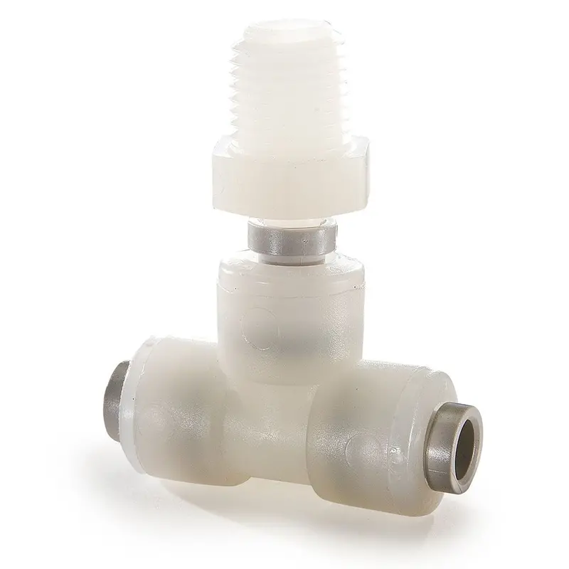 Kynar Pvdf 1/4" Branch Swivel Tee With 1/8" Nptf Male Threads 1