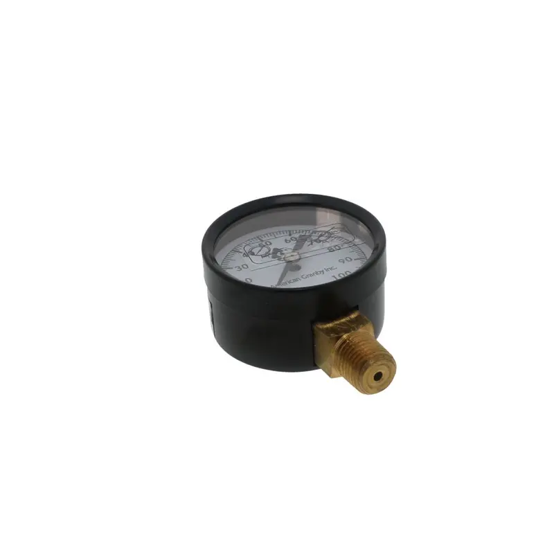 Lead-Free Brass 100 Psi Water Pressure Gauge – 1/4" Mpt, 2" Glass Dial, Black Steel Case, Lower Mount 1