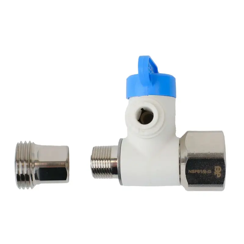 Lead-Free John Guest Angle Stop Adapter Valve – 1/2" X 3/8" X 1/4" Compression Ports 1