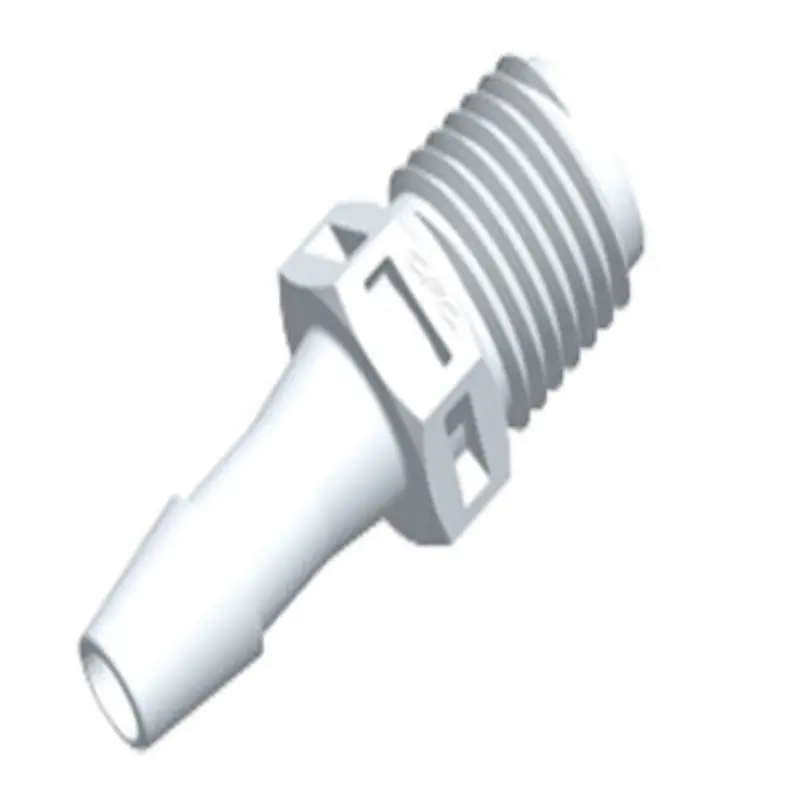N8S870 Pvdf Straight Thread Fitting – 1/4" Npt To 1/4" Hose Barb 1