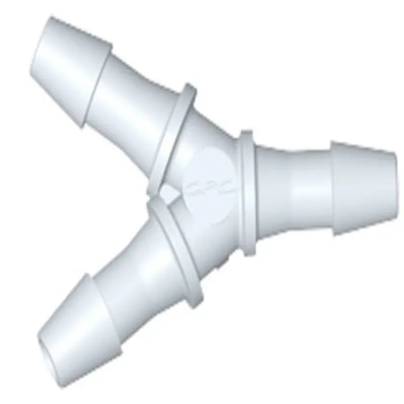 Natural Pvdf Y-Fitting – Triple 5/32" Hose Barb Ports 1