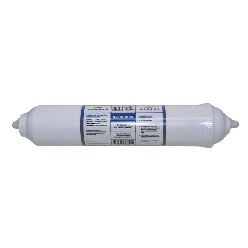 Neo-Pure Inline 2" X 10" Post-Filter: 10-Micron Gac/Cto With 3/8" Quick-Connect Fittings 1