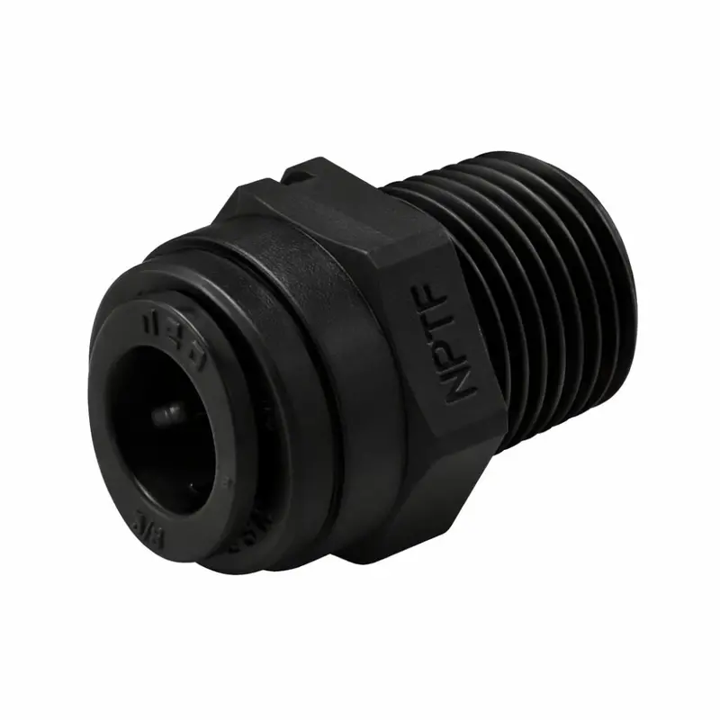 Neofit Acetal Black Male Connector – 3/8" Tube To 3/8" Bspt Tapered Thread 1