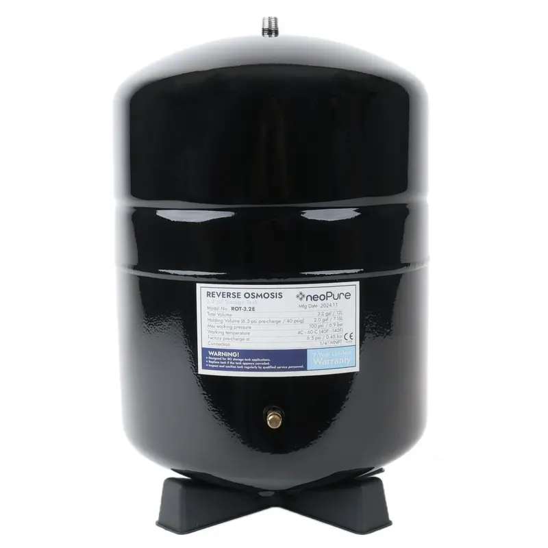 Neopure 3.2-Gallon Black Ro Storage Tank With Shut-Off Valve – 3/8" × 1/4" Nptf 1
