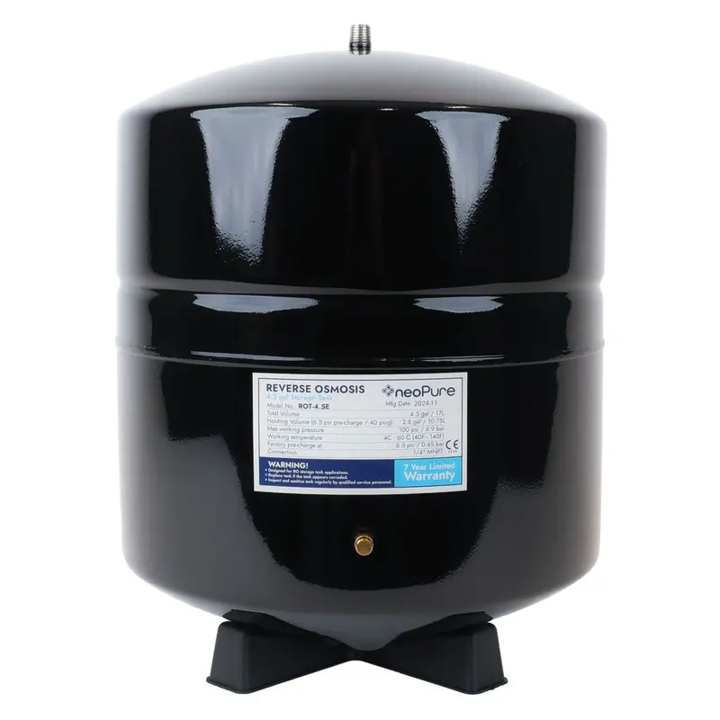 Neopure 4.5-Gallon Black Ro Storage Tank With Shut-Off Valve – 3/8" × 1/4" Nptf 1