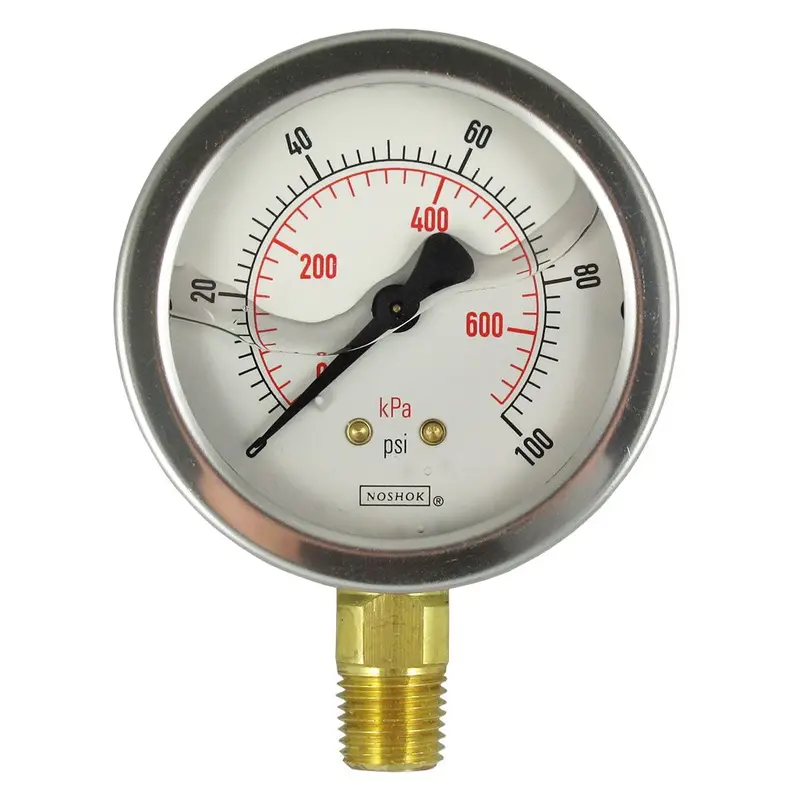 Noshok 2.5-Inch Stainless Steel Bottom-Mount Pressure Gauge, 0–100 Psi, 1/4" Npt 1