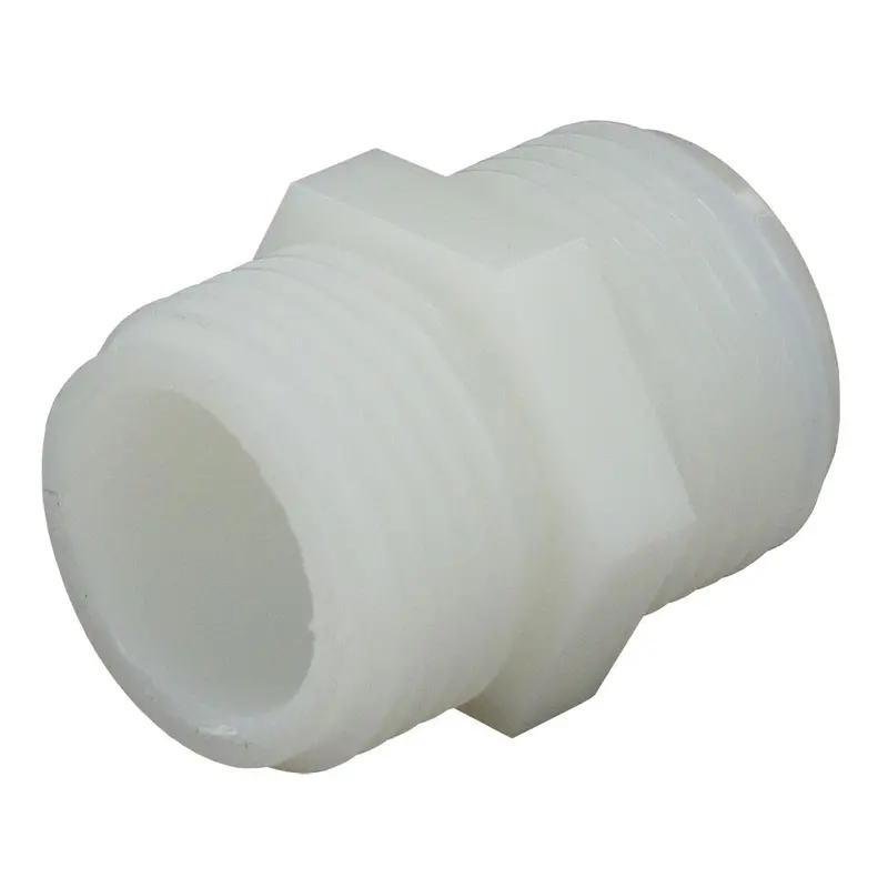 Nylon Hex Nipple Fitting For Garden Hoses – 3/4 Inch Male Garden Hose Thread (Mght) Both Ends 1