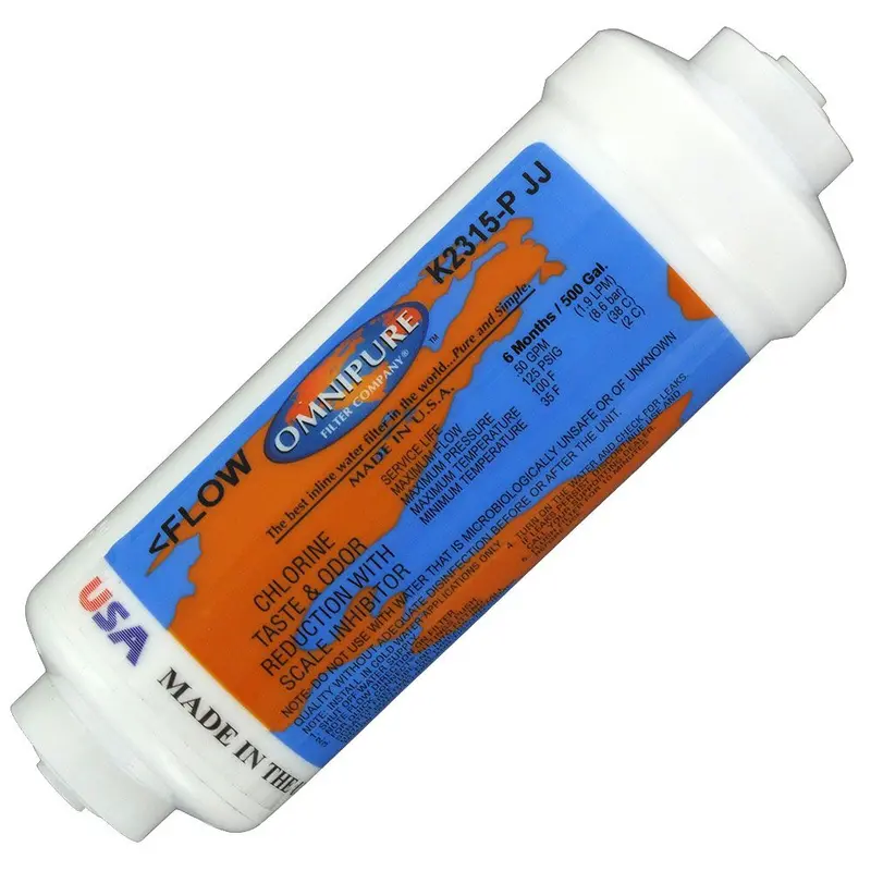 Omnipure K2315-P-Jj Inline Filter – 1 Micron Cto/Lead/Cyst Removal With Scale Reduction, 6" × 2", 1/4" Quick Connect 1
