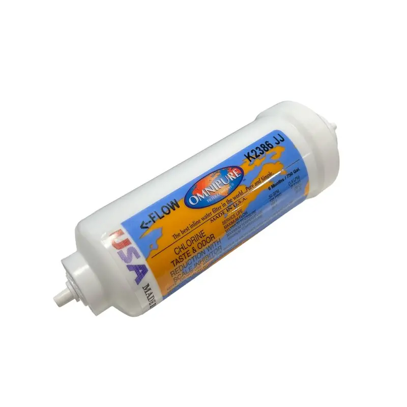 Omnipure K2386-Jj Inline Filter: Gac + Phosphate, 1/4" Qc Inlet/Outlet, 6" × 2" Tube Design 1