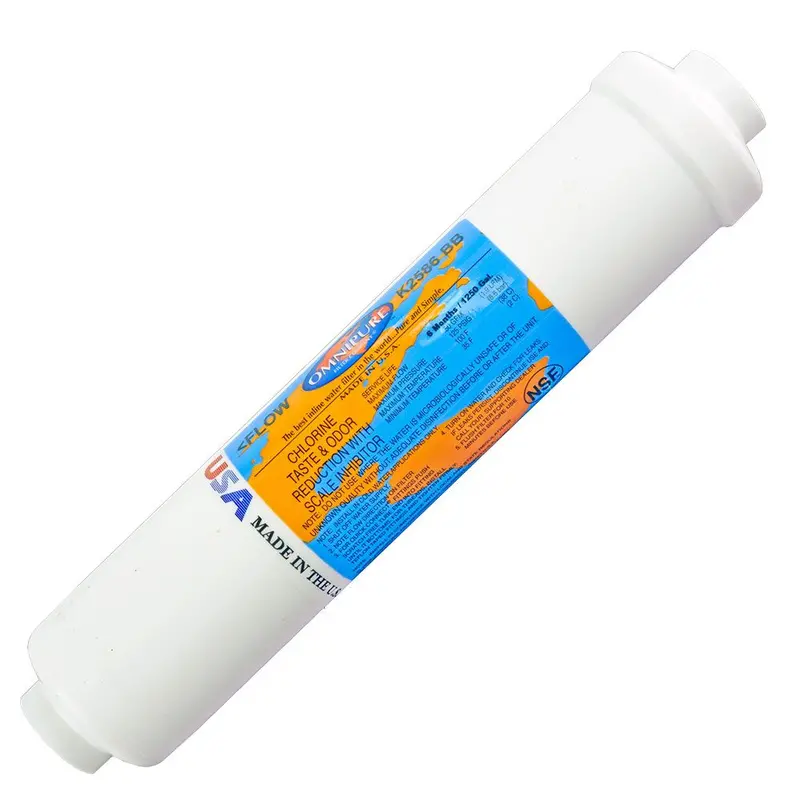 Omnipure K2586-Bb Inline Icemaker Filter — Gac/Cto + Scale Inhibition, 10" X 2", 1/4" Fpt 1