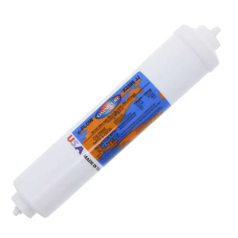 Omnipure K2586-Jj Inline Icemaker Filter – Gac/Cto & Scale Inhibitor, 10" × 2", 1/4" Quick Connect 2