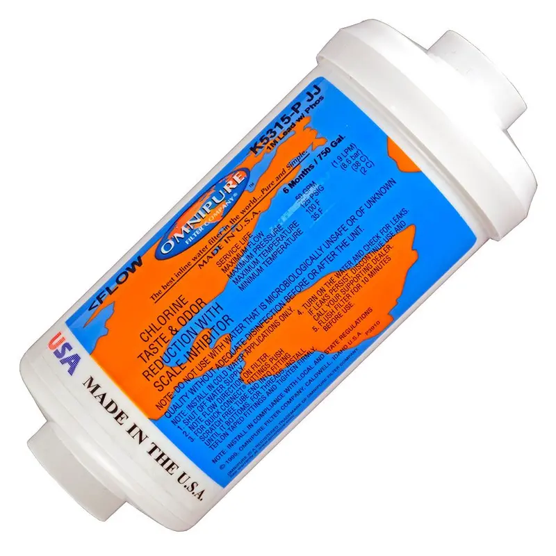 Omnipure K5315-P-Jj Inline Filter — 1-Micron Cto/Lead/Cyst Reduction With Scale Control, 6" X 2.5", 1/4" Quick Connect 1