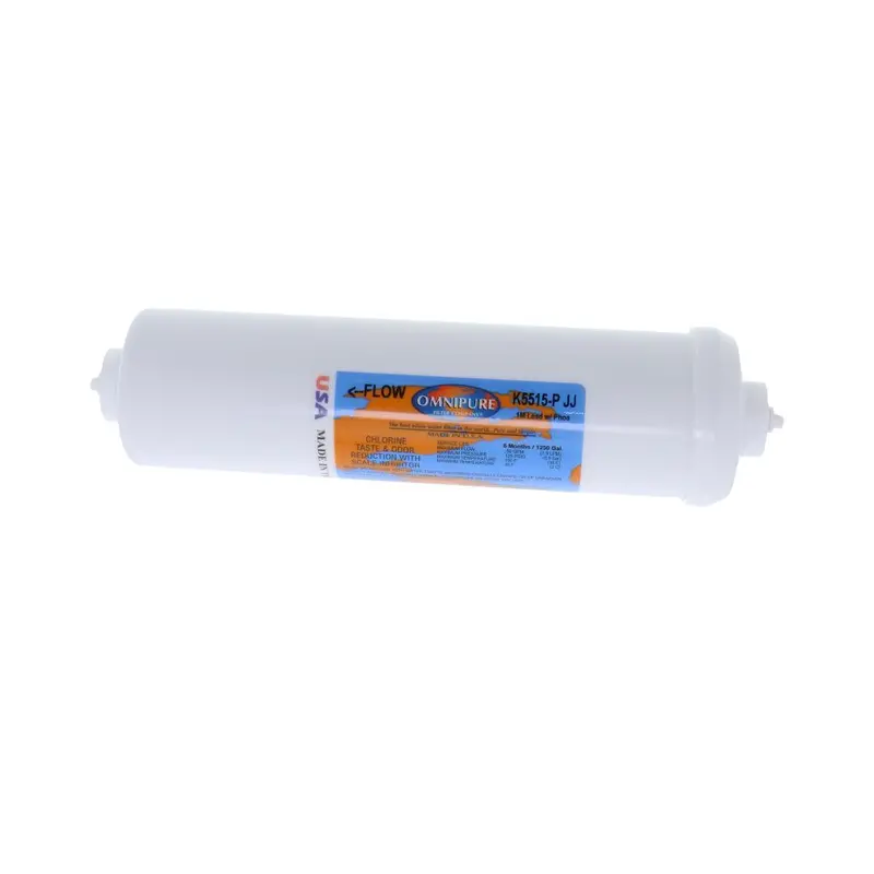 Omnipure K5515-P-Jj Inline Filter: 1-Micron Cto, Lead & Cyst Reduction With Scale Inhibitor – 10" × 2.5", 1/4" Quick-Connect 1