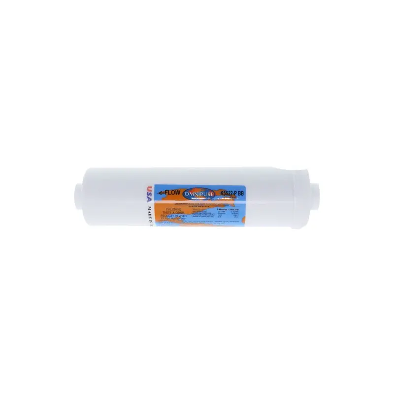 Omnipure K5522-P-Bb 5-Micron Carbon Block Filter With Scale Inhibition — 10" × 2.5", 1/4" Fpt 1