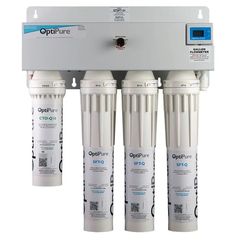 Optipure Qtsft-3+ Quad Filtration System: One 10" Cto + Three 15" 5200-Grain Softening Cartridges With Blend Valve 1