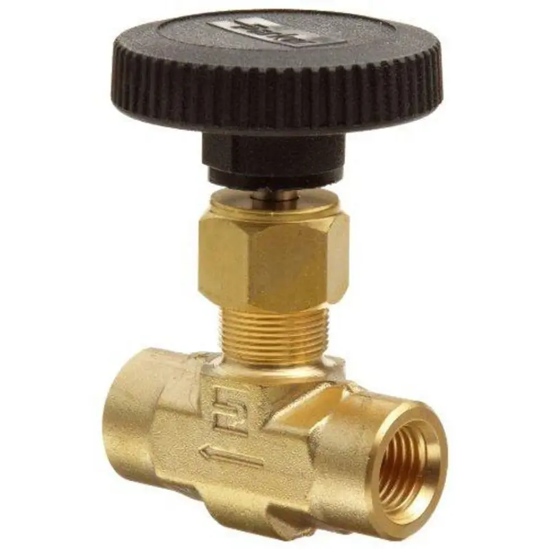 Parker 4F-V6Lr-B V6 Series Brass Inline Needle Valve – 1/4" Fpt, Blunt Stem With Handwheel 1